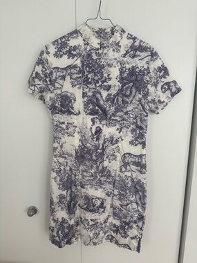 Chinese modern Qipao dress Short-Sleeve Printed